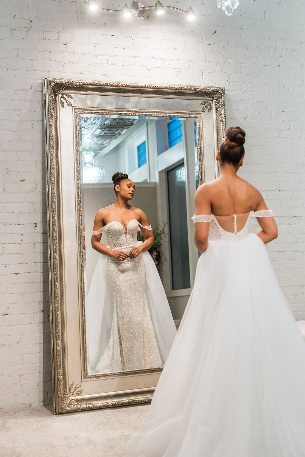 Model wearing a bridal dress