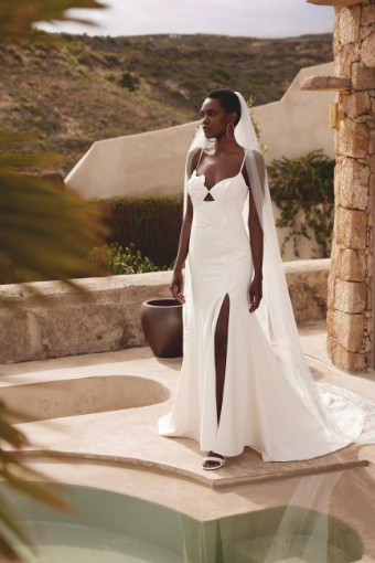 Justin Alexander Style #66355SD, available with flower and no slit #1 Ivory thumbnail
