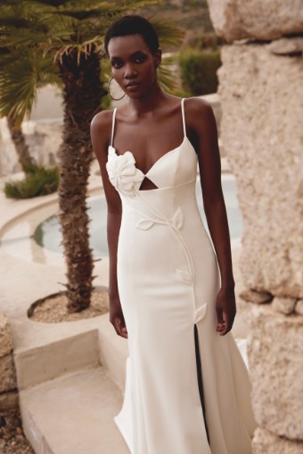 Justin Alexander Style #66355SD, available with flower and no slit #4 Ivory thumbnail