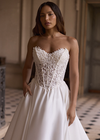 Moonlight Bridal Style #H1646SP-Lined Front Bodice #0 default Ivory thumbnail