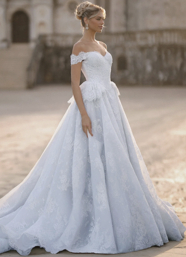 open lace back dress Princess Long Sleeve Lace Cinderella Wedding Dress with Sleeves WS082