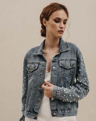 Heirloom Bridal Company Style #Pearl Sleeve Jacket #0 default Blue Denim thumbnail