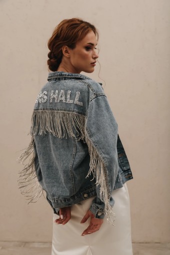 Heirloom Bridal Company Style #Rhinestone Fringe Jacket #0 default Black Denim thumbnail