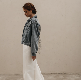 Heirloom Bridal Company Style #Rhinestone Fringe Jacket #1 default Black Denim thumbnail