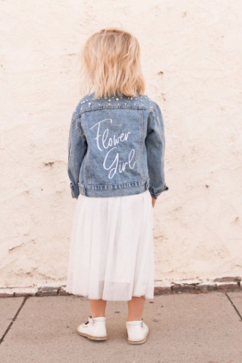 Heirloom Bridal Company Style #Children's Pearl Studded Jacket #0 default Blue Denim thumbnail