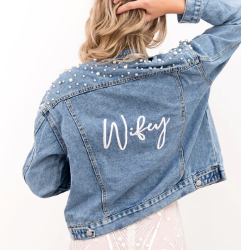 Heirloom Bridal Company Style #Pearl and Rhinestone  Denim Jacket #0 default Blue Denim thumbnail